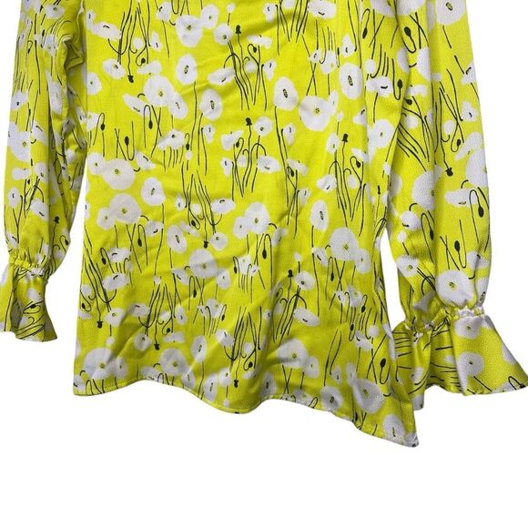 |EUC| BAR III Yellow Floral Peplum Sleeve Blouse - Picture 3 of 6
